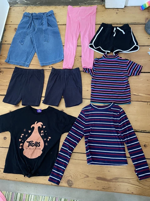 Girls tshirt shorts and demin trousers bundle age 6-7 years Trolls