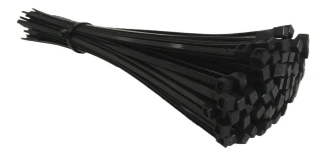 100 Black CABLE TIES 300MM STRONG NYLON LONG PLASTIC ZIP WRAP HEAVY DUTY QUALITY