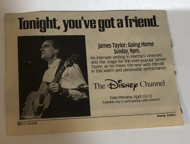 James Taylor Going Home Concert Tv Guide Print Ad Disney Channel TPA15