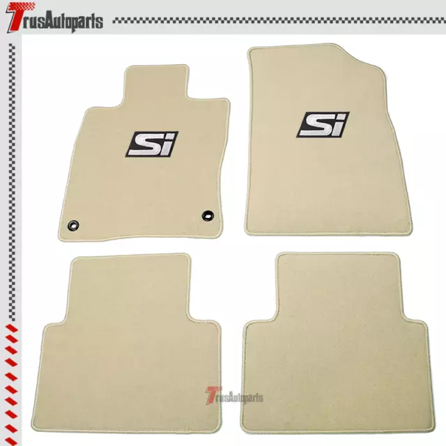 For 19-22 Honda Insight Beige Nylon Floor Mat Carpet & White Si 4PC Set