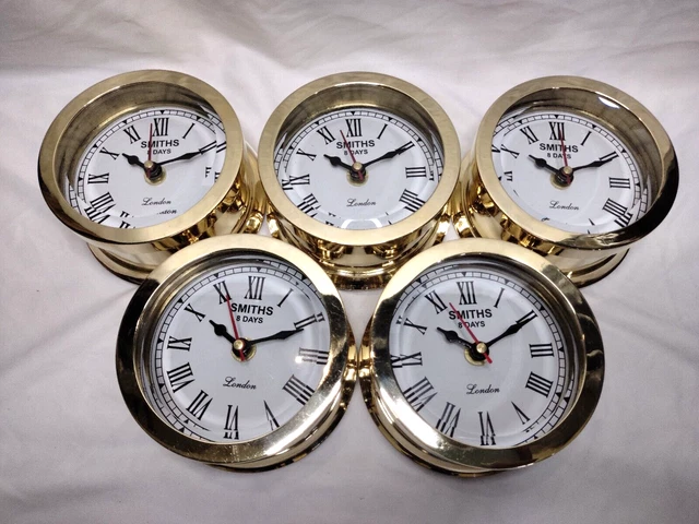 Lot de 5 horloges de bateau en laiton brillant horloge marine nautique...