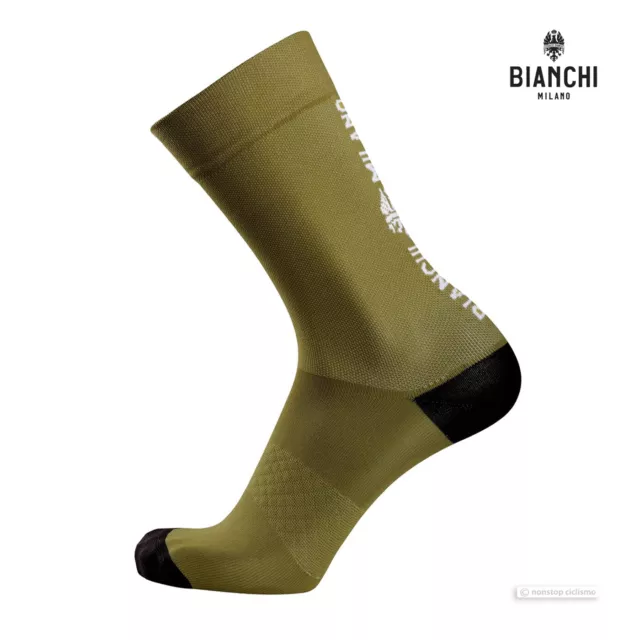 Bianchi Milano ORETO Coolmax Cycling Socks : OLIVE GREEN/BLACK