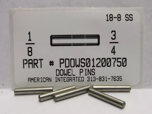 1/8X3/4 Dowel Pins 18-8 Stainless Steel (20)