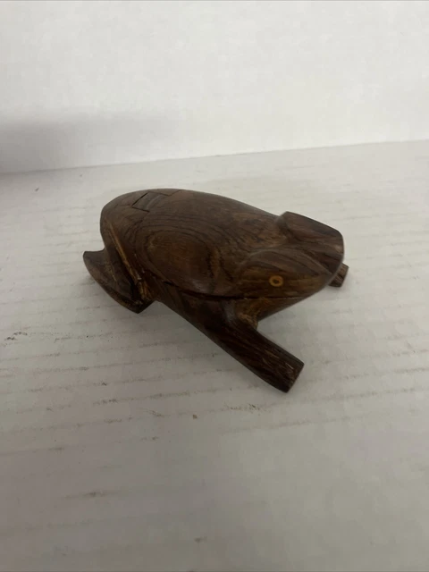 Vintage Folk Art Hand Carved Frog
