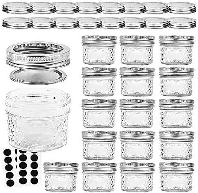 Mason Jars Canning Jars, 4 OZ Jelly Jars with Regular Lids and Bands, Ideal for