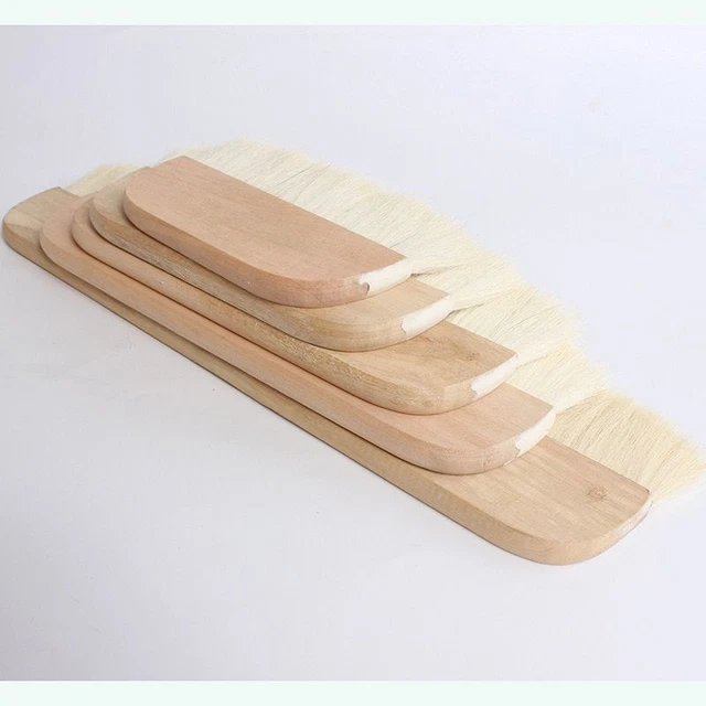 Pennello Piatto Lana Setola Legno Manico Multifunzione Pulizia Artista Strumento