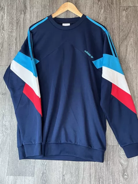 ADIDAS ORIGINALS PALMESTON Crew Sweatshirt 2018 Large Blue Red Sweater Trefoil 37.99 PicClick UK