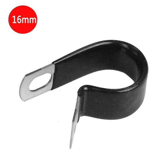 20Pcs Lined P-Clips Cable Mounting 16mm Pipe Clamp Kit 304 Stainless Steel Hose