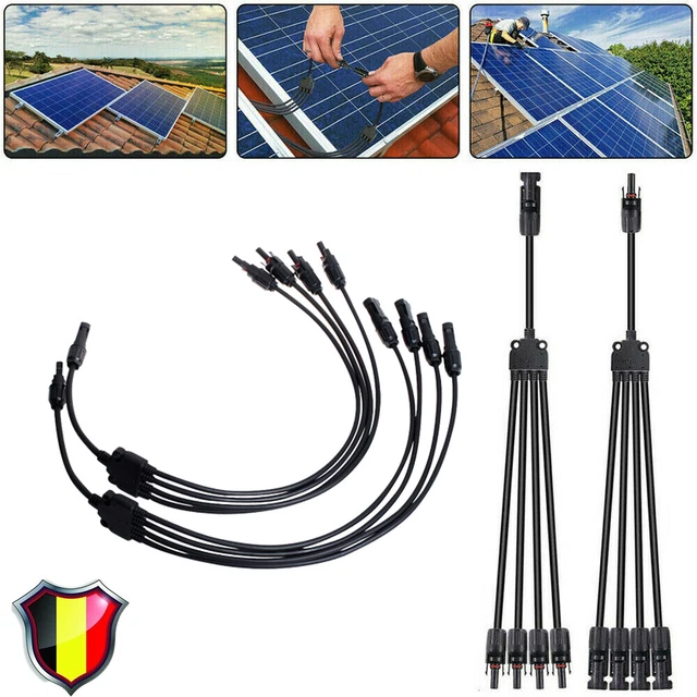 4-fa Solarkabel Verlängerungskabel schwarz passt Stecker Solarstecker PV Schwarz