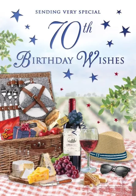 SPECIAL 70th BIRTHDAY WISHES MALE BIRTHDAY CARD, Traditional Design 9 X 6"