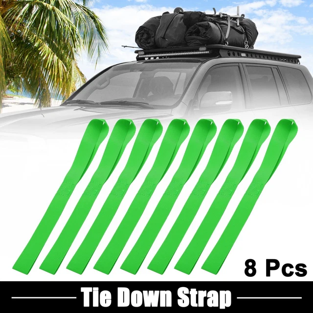 8pcs Tie Down Strap with Loops for Motorcycle Nylon Loop Accessories Green
