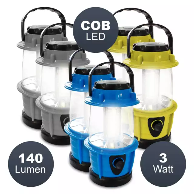 2er Set LED COB Laterne Camping Leuchte Taschenlampe Outdoor Batterie Notlicht
