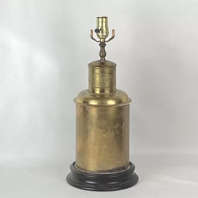 Antique Brass Tea Canister Lamp Shrewsbury & Co. London 19"