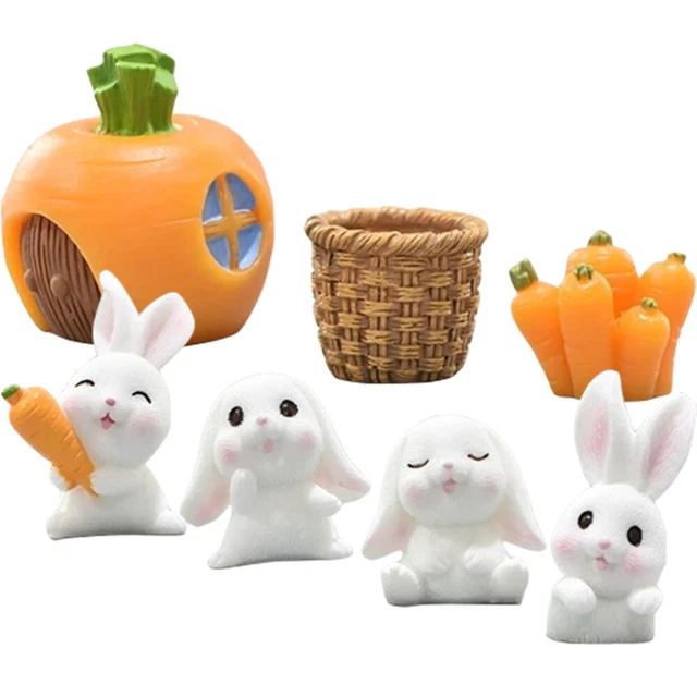 Mini Toys Bunny Miniature Figurines Micro Landscape Bunny Decorate