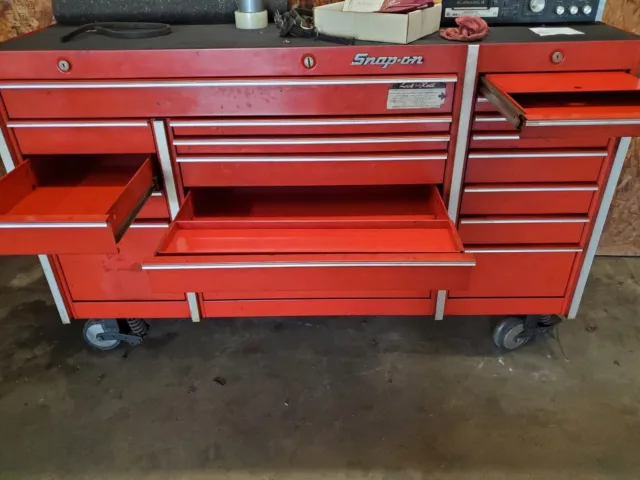 SNAP ON TOOL Box KRL-1003 Red Triple Bank with 17 Lock n Roll Drawers 73x46  $5,100.00 - PicClick