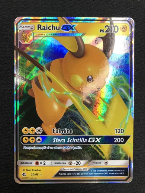 Pokemon Raichu GX 20/68 Destino Sfuggente Ultra Rara Holo Full Art ITA Nintendo