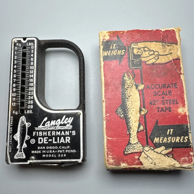Vintage Langley Fisherman's DE-LIAR Fish Scale Tape Measure Model 208