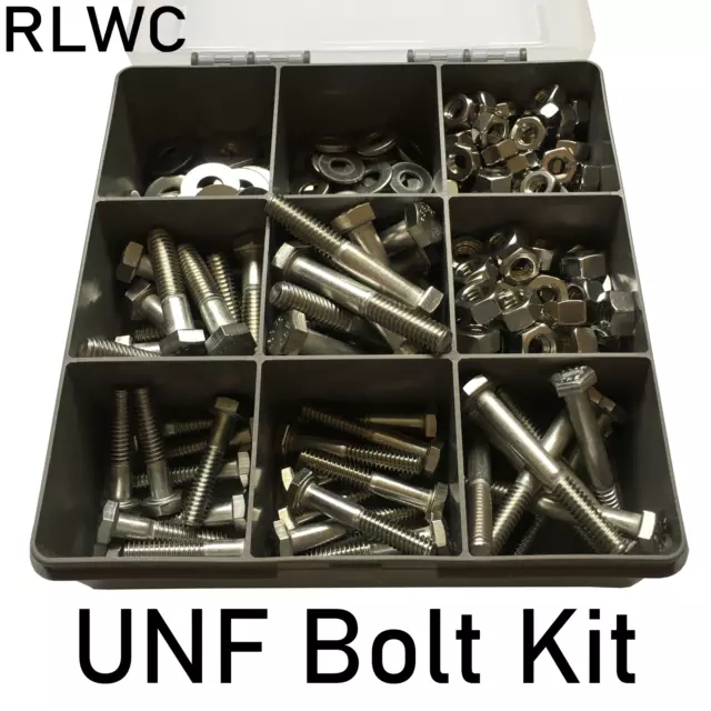 150pc UNF Stainless Steel Bolt and Nut Kit Bolts Nuts Washers Refills available