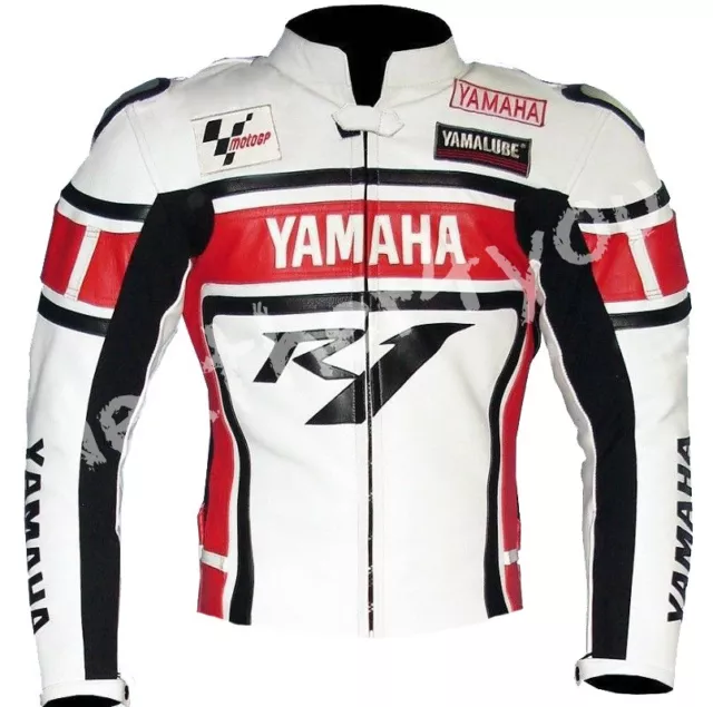 YAMAHA Veste en Cuir Moto Hommes Veste en Cuir de Motard Veste Motard en Cuir 58