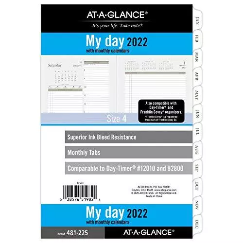 2022 Daily Planner Refill by AT-A-GLANCE, 5-1/2" x Two Pages Per Day, Gray