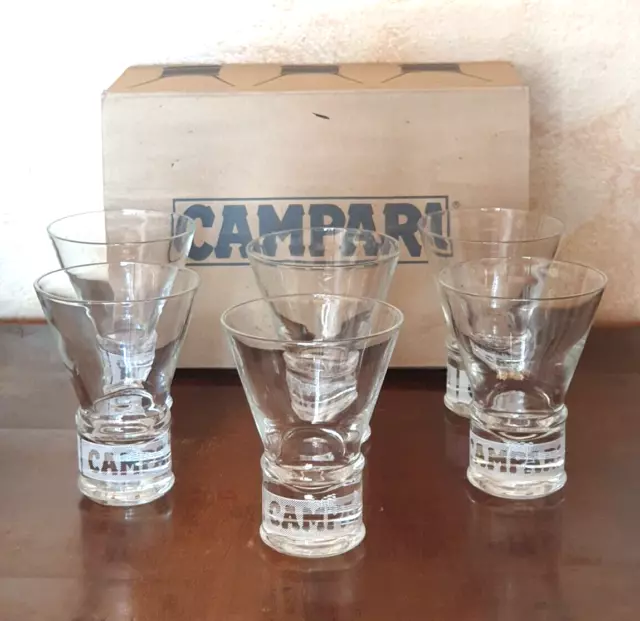Campari 6 Vasos Publicidad Vidrio Made IN Italy Años 70