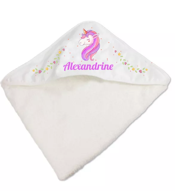 cape de bain sortie de bain motif licorne pour bébé personnalise réf 08