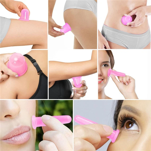 4Pcs Beauty Health Anti Cellulite Suction Cans for Body Neck Face (Pink) 5