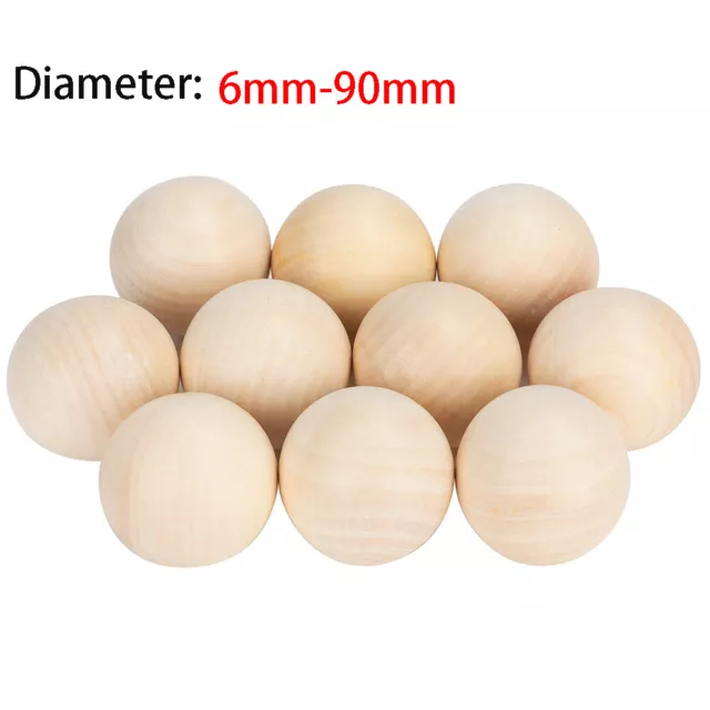Dia 6mm-90mm Natural Wooden Craft Balls Wood Solid Ball Spheres  Supplies Logs