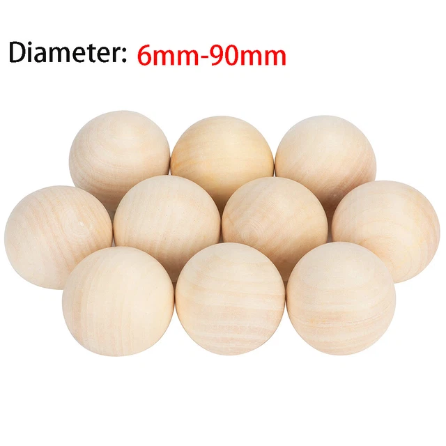Dia 6mm-90mm Natural Wooden Craft Balls Wood Solid Ball Spheres  Supplies Logs
