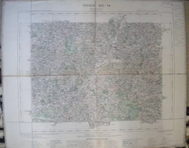 Bonnétable Carte entoilée feuille XIII 16 Tirage 1888(ordre Ministère)