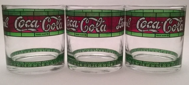 3 bicchieri in vetro Coca-Cola Vintage anni 80