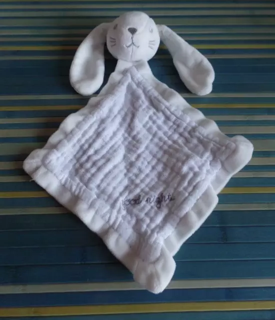 T4G / doudou plat lapin blanc gris good night SIMBA KIABI