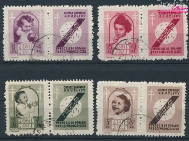 Briefmarken Polen 1948 Mi 511Zf-514Zf mit Zierfeld gestempelt Medizin (10093120