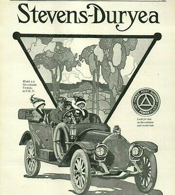 1911 Stevens Duryea Touring Car Defunct Chicopee Falls MASS ORIGINAL Ad 5142