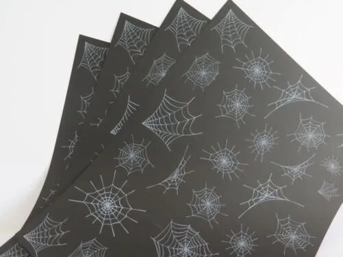 Printed Black Non Translucent Vellum Cobwebs Choose from 10 Pack Or 25 pack