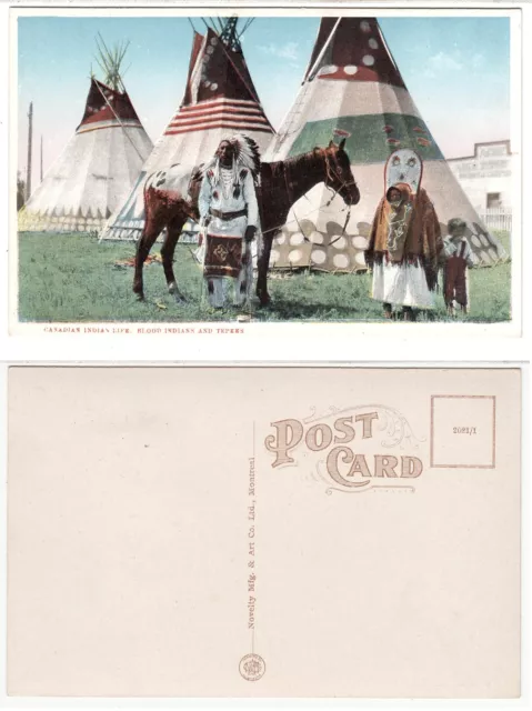 Indianer in Kanada mit Tepees,Native Canada Blood Indians Encampment c.1915