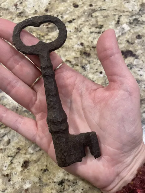Large 5 Inch Hand Forged Iron Skeleton Key Antique Gate or Jail?