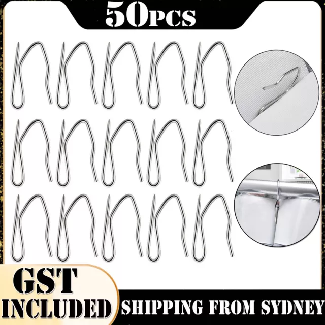 50Pcs Metal Curtain Hooks Plated Hooks Heavy-Duty Offset Pin-On Drapery Hooks AU