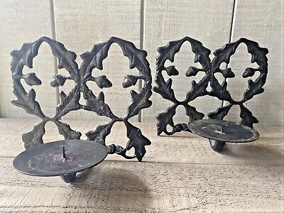 Vintage Cast Iron Ornate Acorn Wall Sconce Candle Holder 8” X 7” X 5”