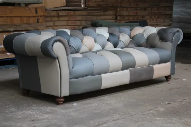 Chesterfield Sofa in Patchwork Leather (3 Seater)