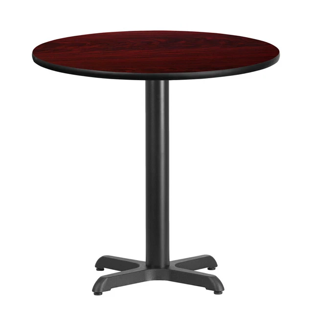 30 Round Mahogany Laminate Table Top With 22 X 22 Table Height Base