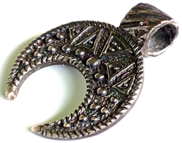 Circa 900-1100 AD Viking Era Norse Silver Lunar Amulet Wearable Artefact