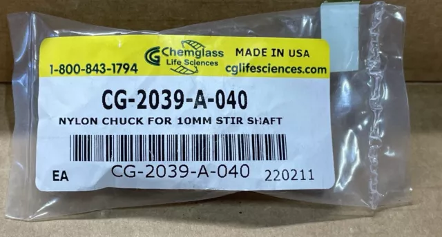 ChemGlass Nylon Chuck for 10 mm Stir Shaft, CG-2039-A-040