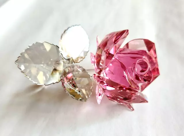 SWAROVSKI Crystal Blossoming Pink ROSE Flower Figurine