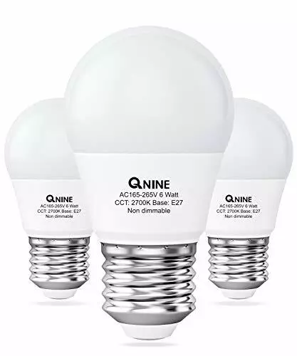 QNINE Warm White E27 Screw Bulb, 540lm, 6W (60W Equivalent), LED Golf Balls,