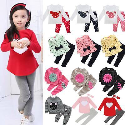 Kids Baby Girls Outfits Long Sleeve T-Shirt Tops+Pants Set Tracksuit Clothes