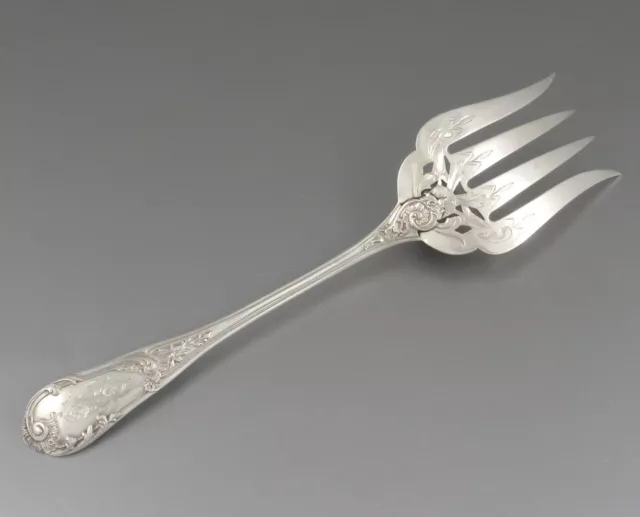 Antique French Sterling Silver Fish Serving Fork Louis XV Style Leontine Compère 2