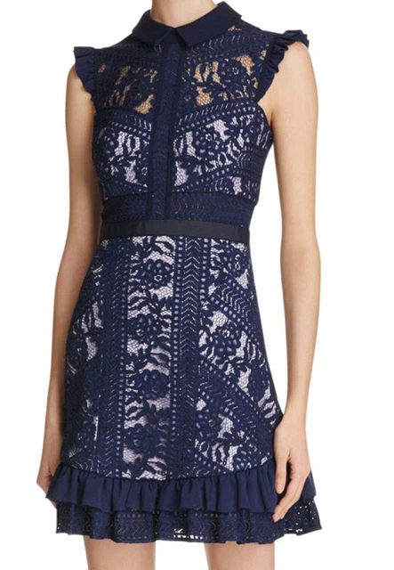 Three Floor Womens Juniper Lace Dress,Navy/lilac,2