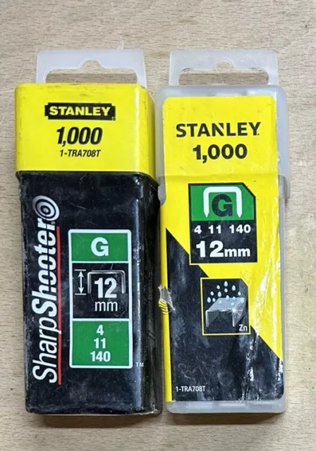 2x Stanley 1-TRA708T 1000 x Heavy Duty Staples 12mm 1/2" Sharpshooter Type G