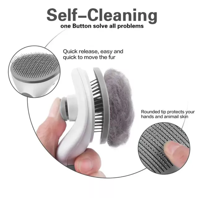 Pet Hair Remover Dog Cat Comb Grooming Massage Deshedding Self Cleaning Brush US 4